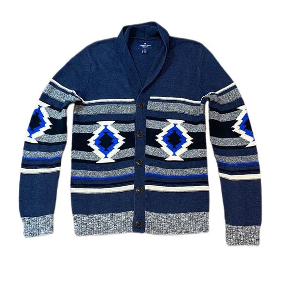 American Eagle Outfitters Aztec Knit pattern Button Front Y2K Cardigan INVN2 - Picture 1 of 11